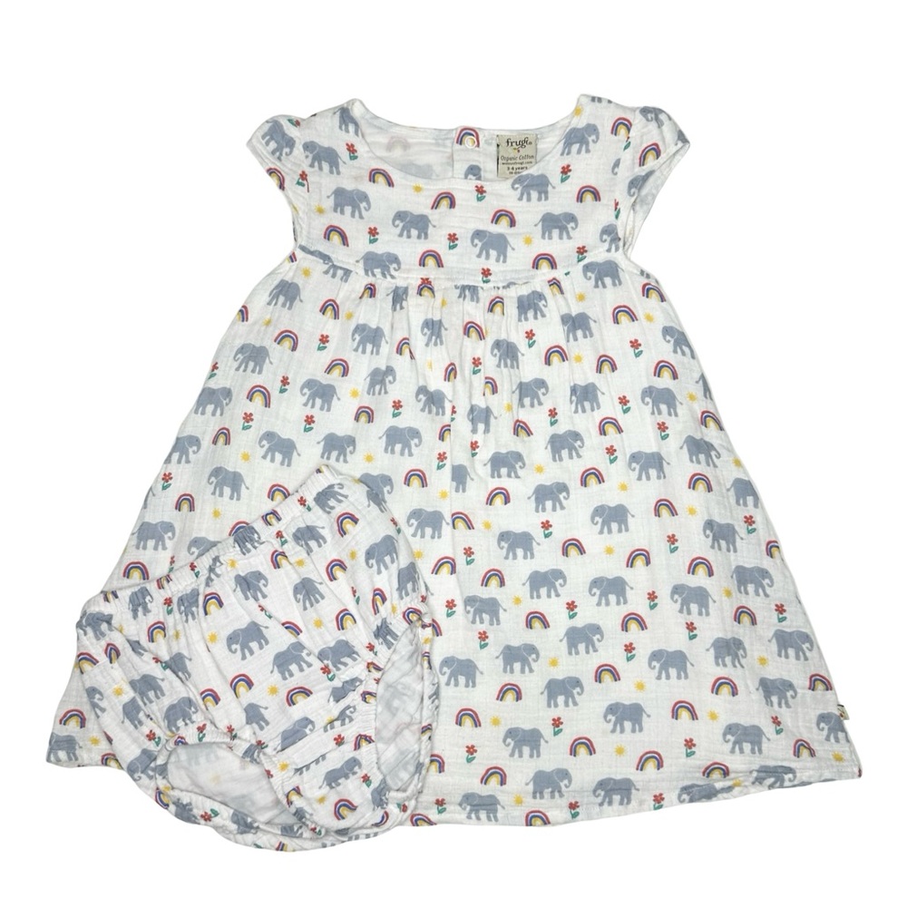 Frugi Dolly Muslin‎ Elephant And Rainbow Outfit